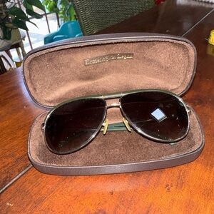 Authentic unisex Ermenegildo Zegna aviator sunglasses & case green brown $400